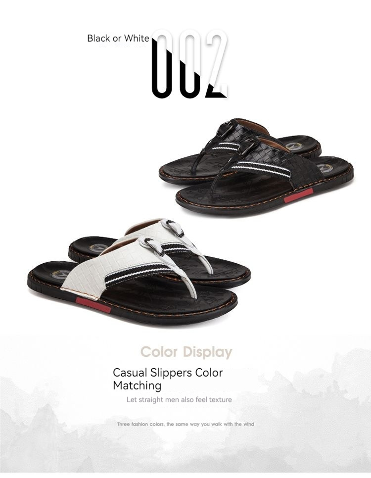 Summer fashion casual sandals leather beach shoes, clip on men's anti slip and trendy slippers, herringbone slippers_voghion.com