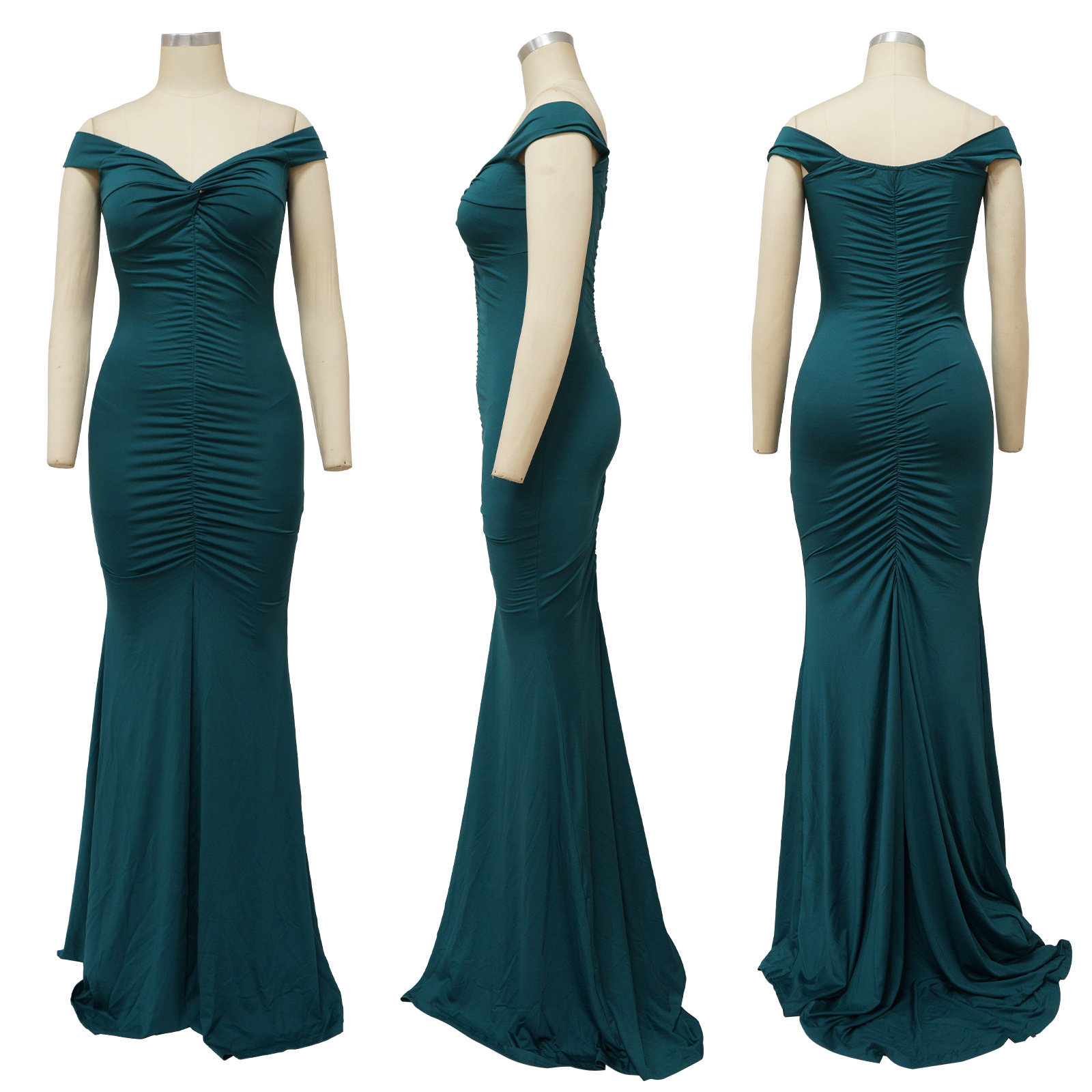 Damenkleid Mit V-ausschnitt One-shoulder-stil Und Schlitz Sommer_voghion.com