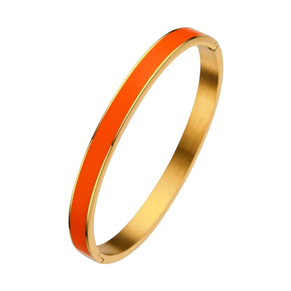 Titanium Steel Enamel Bangle Gold Plated Designer Bracelet For Women_voghion.com