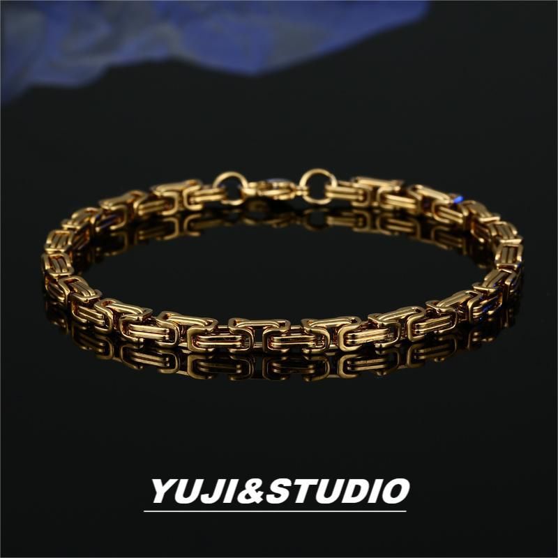 Collana bizantina imperiale in acciaio inossidabile alla moda Hip Hop in titanio Jie da uomo, colore acciaio, catena al collo_voghion.com