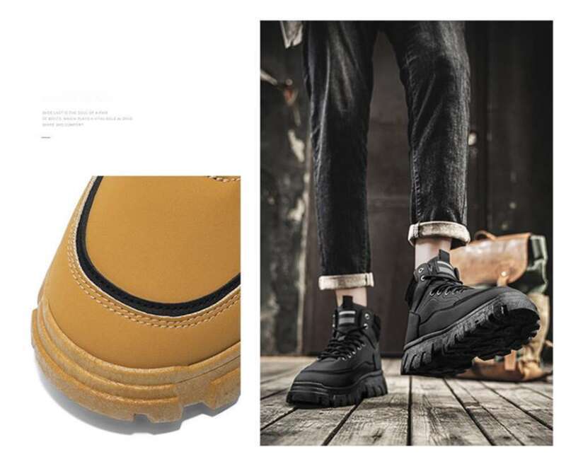 Efterår High Top Martin Herre Arbejdssko Trendy Og Alsidige Tykke Såler Britiske Støvler Korte Vandrestøvler_voghion.com
