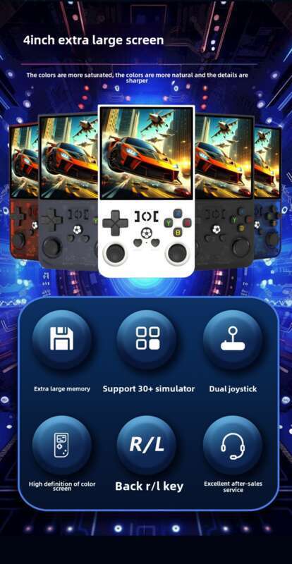 Nyt R36MAX open source håndholdt UX-system 4-tommer HD-storskærm bærbart PSP-spil_voghion.com