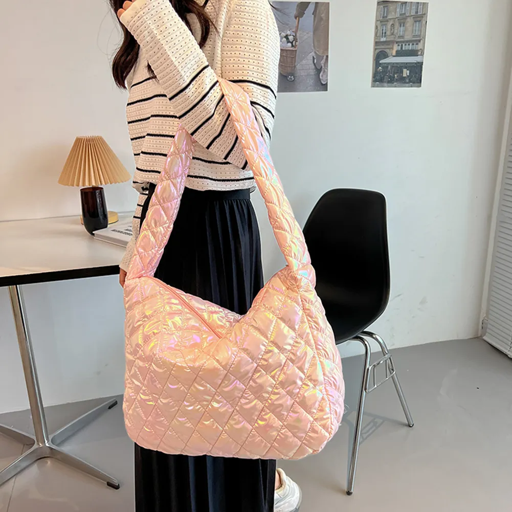 Borse a tracolla da donna autunno inverno, tote, grandi capacità, imbottite in cotone, borse da donna, borse da viaggio multicolori_voghion.com