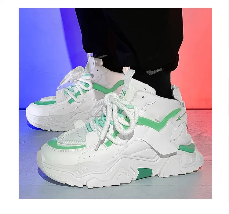 Chunky Dad Sneakers Men Breathable Lace-up Platform Running Shoes_voghion.com