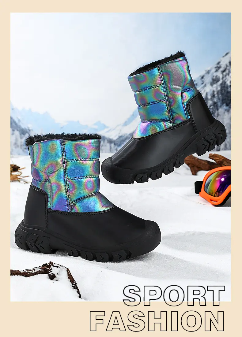 Winter Kinder Fleece verdickt und warm Outdoor Sport und Freizeit High-Top Schneestiefel_voghion.com