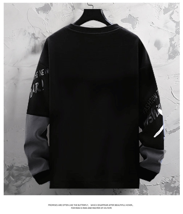 Men's hoodie, spring and autumn new couple outfit, long sleeved color contrast t-s, loose oversized cartoon bottom_voghion.com