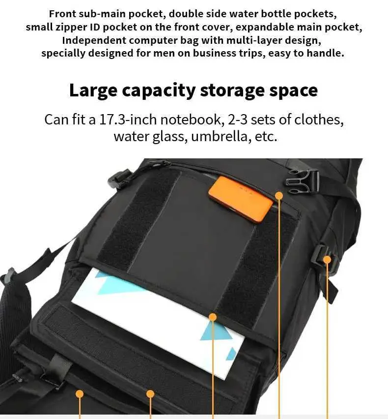 Zaino da viaggio sportivo 3 in 1 convertibile espandibile impermeabile di grande capacità per uomo con parte superiore arrotolabile e antifurto per laptop da 17 pollici_voghion.com