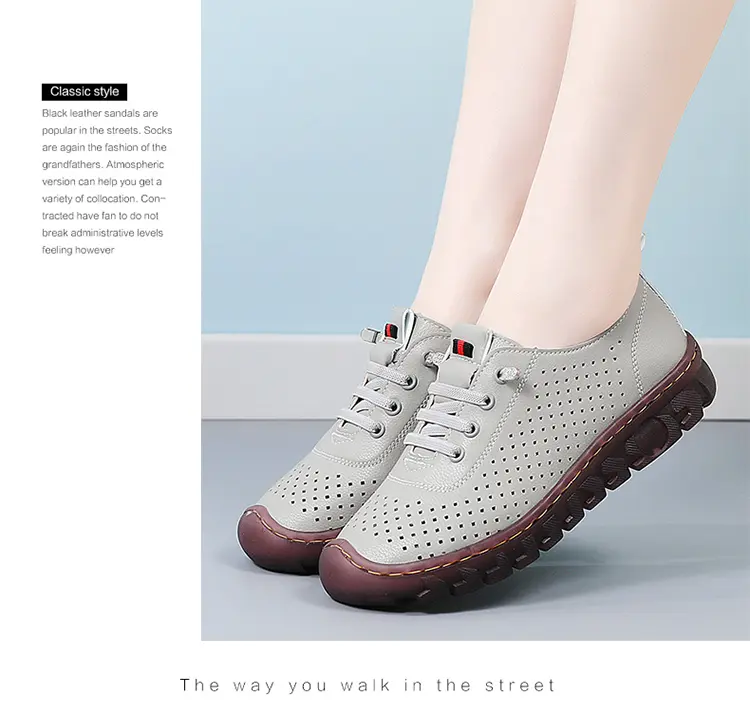 Chaussures simples pour femmes cousues à la main, à semelle souple et épaisse, couvre-pieds pour maman, grandes pointures de chaussures décontractées respirantes pour femmes_voghion.com