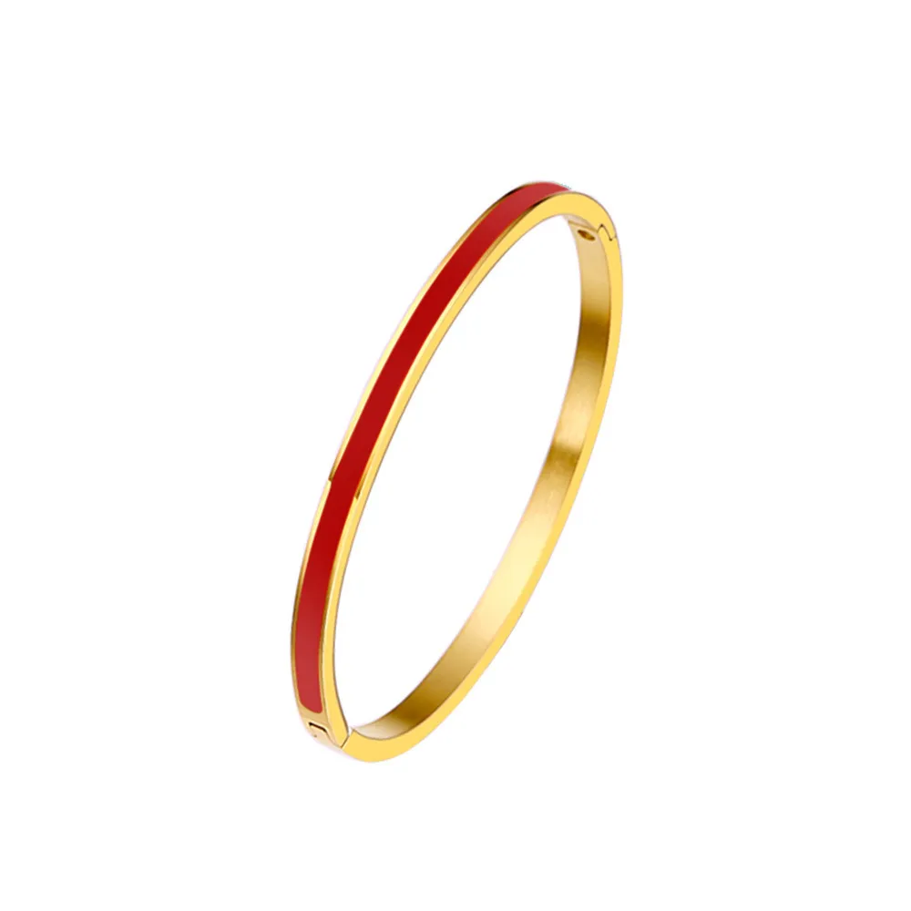Titanium Steel Enamel Bangle Gold Plated Designer Bracelet For Women_voghion.com