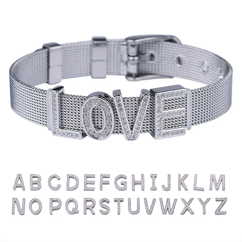 personaliséiert Gold Bling Diamant Benotzerdefinéiert Numm Bangle Bracelet Hip Hop Personaliséiert DIY Buschtawen Léifsten Armband Bijouen_voghion.com