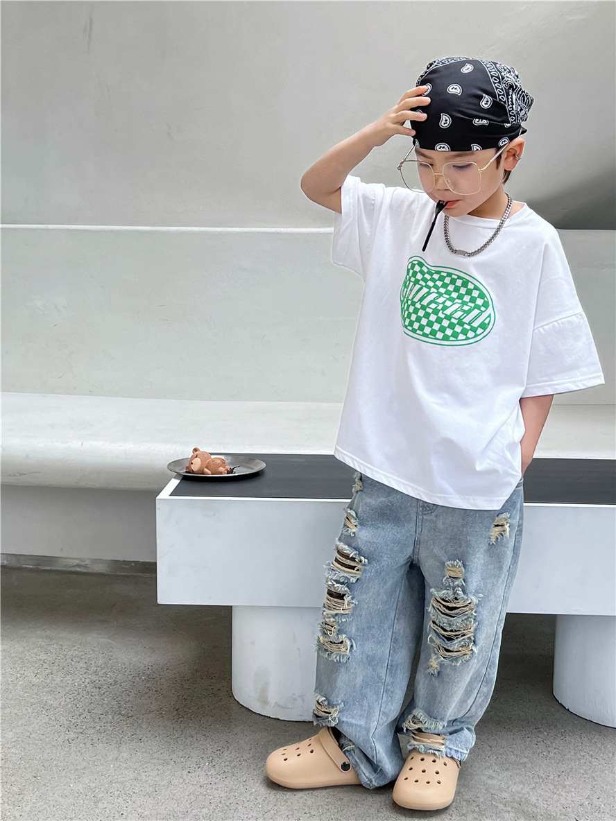 Mutter & Kinder Kinder jeans Jungen mode zerrissene hosen Baby hosen Hipster kinder hosen_voghion.com