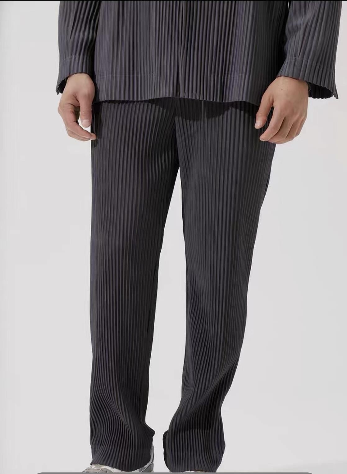 Abbigliamento da uomo pantaloni a pieghe tre pieghe, pantaloni larghi a pieghe a gamba larga, pantaloni a gamba dritta autunnali, drappeggi per le gambe da uomo_voghion.com