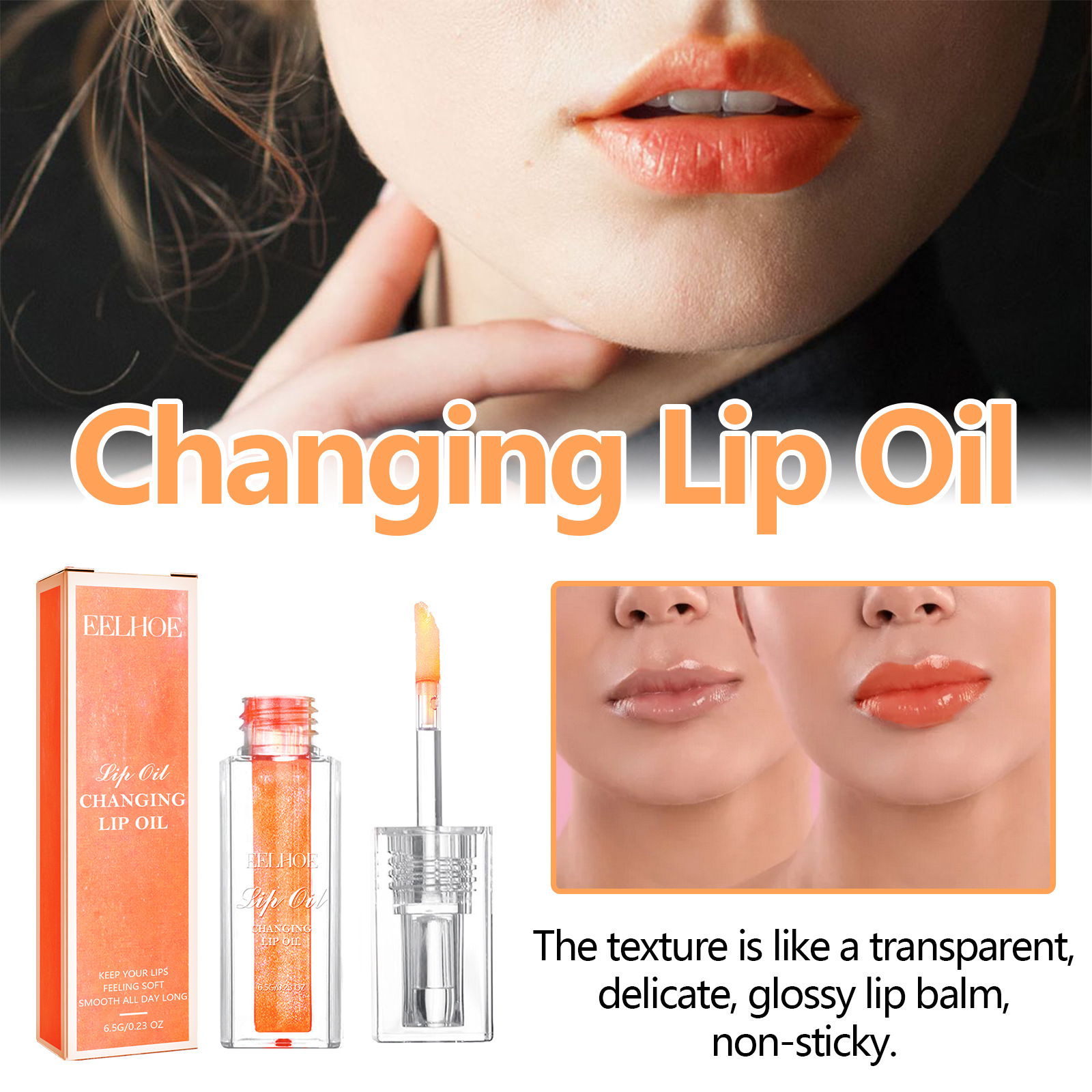 EELHOE Color Changing Lip Protection Oil Jemne odstraňuje keratínový, kyprý, jemný a lesklý olej z pier._voghion.com