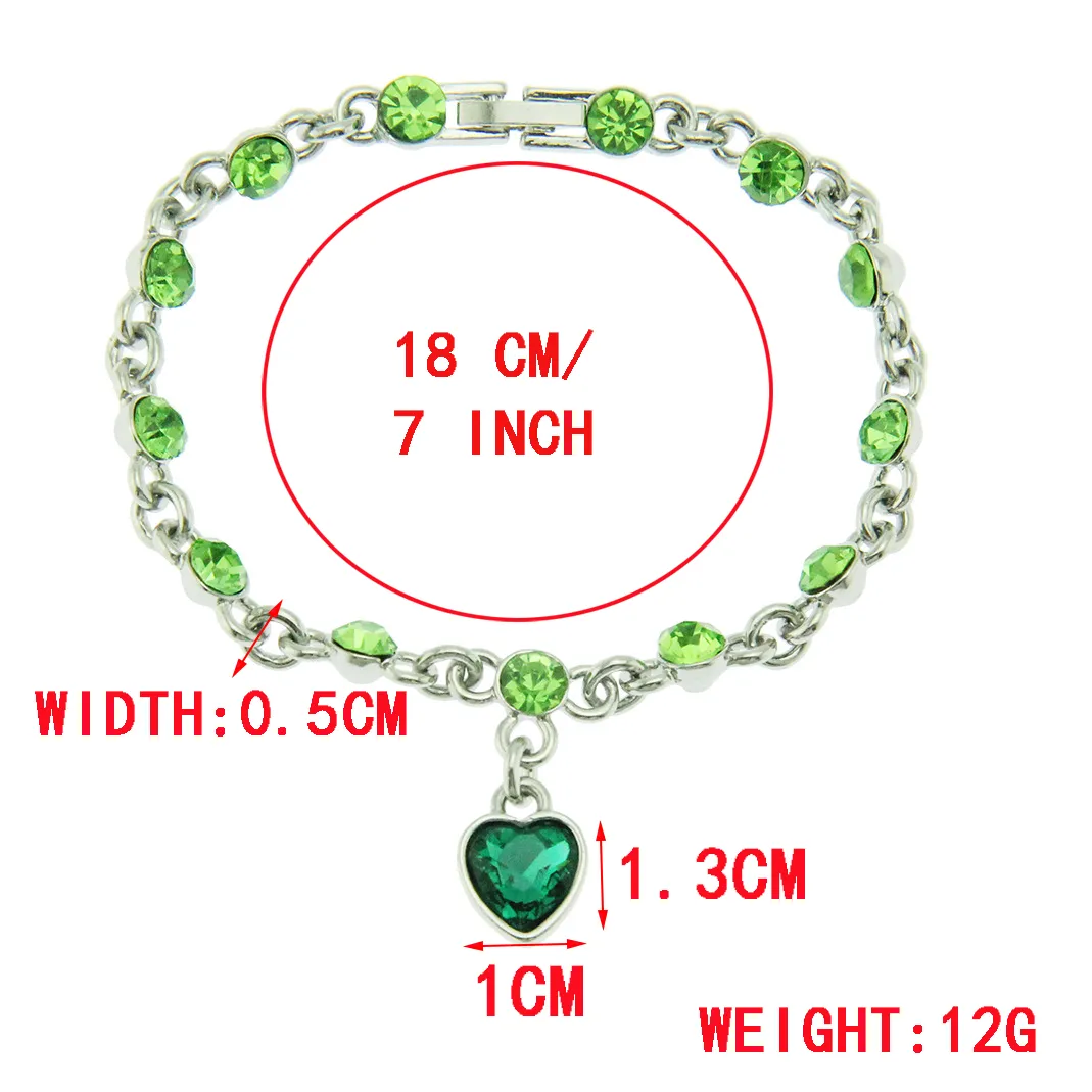 Rhinestone Heart Charm Bracelet With Gold And Silver Chain Style_voghion.com