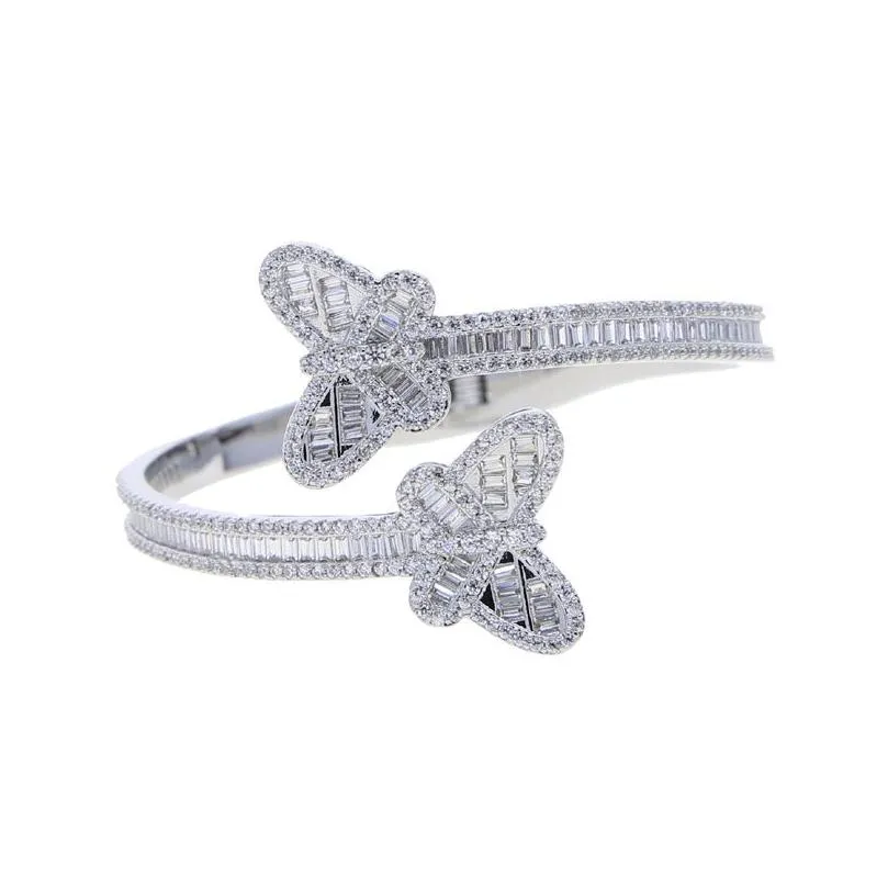 Bracelets à breloques Hip Hop Punk Bling Cz Pavé Papillon Réglable Bracelet Ouvert Bracelet Pour Femmes Mariage Glace À La Main_voghion.com