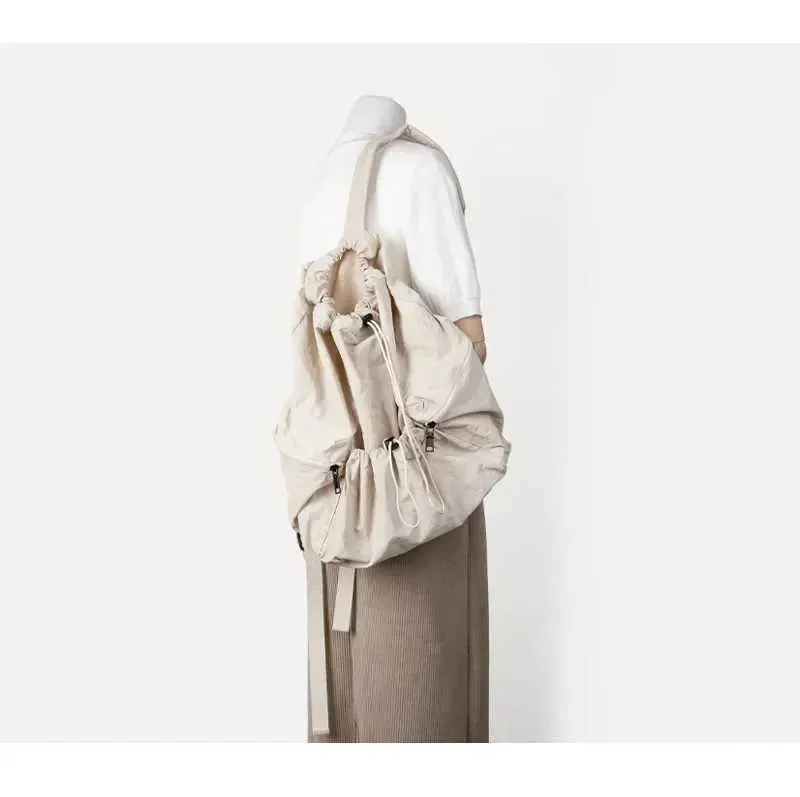 Fashionable Women's Nylon Drawstring Backpack Casual Travel Bag_voghion.com