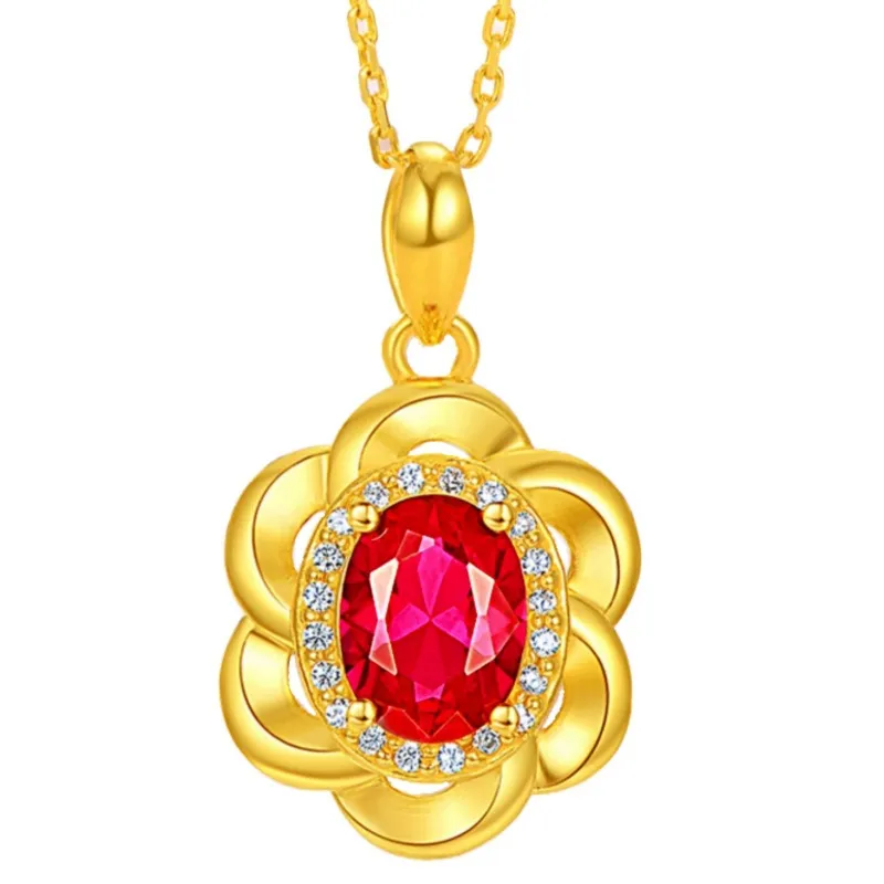 Collane con ciondolo rotante SUOWER Ametista Verde Tormalina Fiore Collana Moda Rosso Prugna A Forma di Fiore_voghion.com