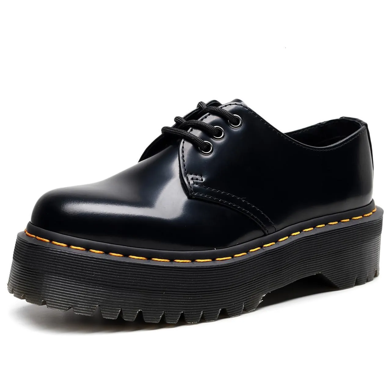 Avedon 1461 thick 3-hole small leather shoes for women, low cut, genuine leather, British round toe, casual, student_voghion.com