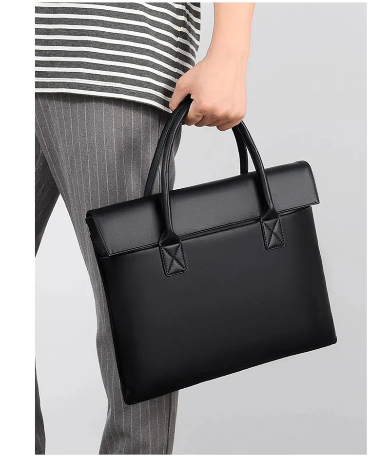 Cartella da donna Borsa esecutiva in pelle PU Borsa da ufficio Lavoro d'affari Pendolarismo Riunione Borsa semplice e resistente per uomo 14 pollici_voghion.com