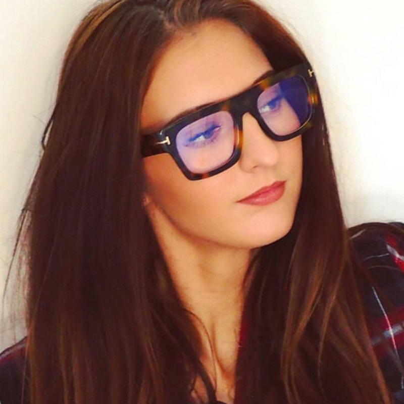 T word lunettes carrées cadre nouvelles lunettes plates anti-lumière bleue grand cadre cadre optique tendance mode
