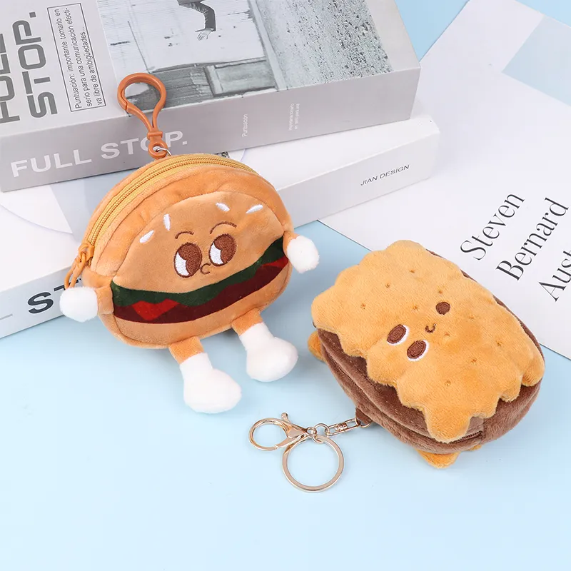 Cute Hamburger Biscuit Coin Purse Plush Cake Headphone Organizer B Keys Cards Store Bs Kids Birthday Gifts_voghion.com