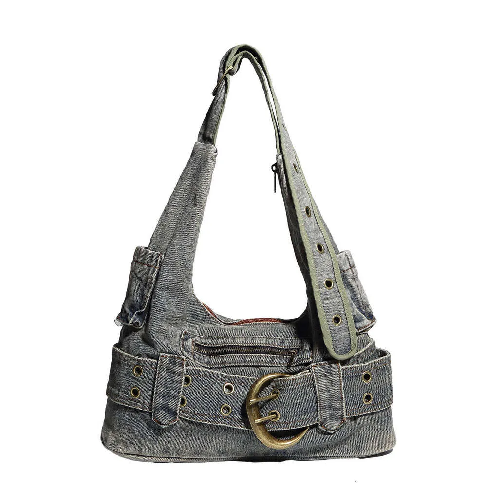 Trendy Women Vintage Denim Punk Shoulder Bag Y2k Streetwear Grunge Handbag Cool Girls Retro Gothic Casual Underarm Bags_voghion.com