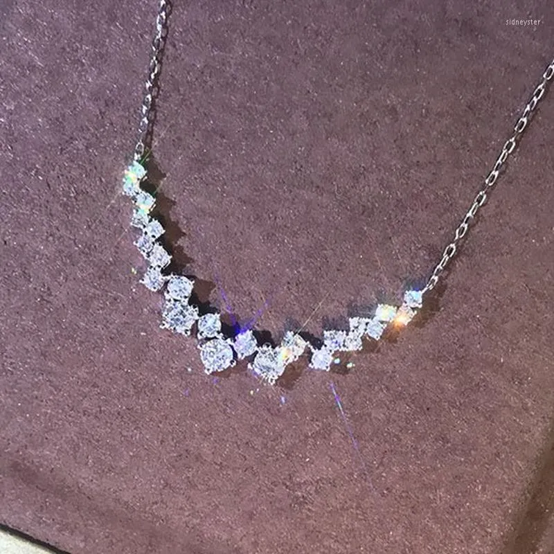 Colliers pendentifs CAOSHI Collier pour femme pour fiançailles Bijoux de mariage avec une rangée de cristal brillant Élégant Femme_voghion.com