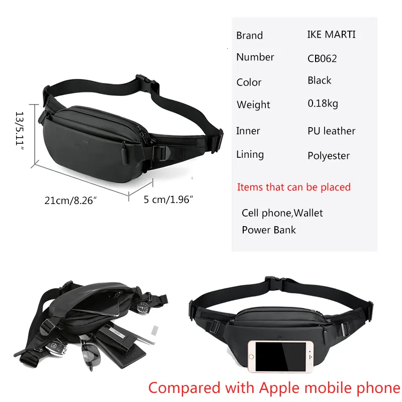Férfi divatos mellkas kültéri sport övtáska tinédzsereknek vízálló férfi deréktáskák kiváló minőségű fanny Pack 230921_voghion.com