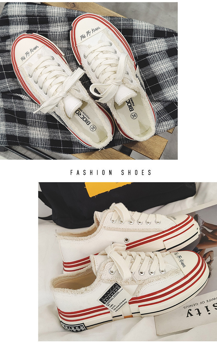 New Celebrity Same Style Beggar Vulcanized Thick Sole Increase Low Top Couple Canvas Trendy Shoes for Men and_voghion.com