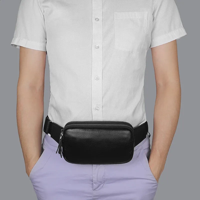 Gürteltasche aus Leder für Herren und Damen, für Reisen im Freien, Sport, Laufen, Gehen, Wandern, schmale Handy-Geldbörse, Hüfttasche_voghion.com