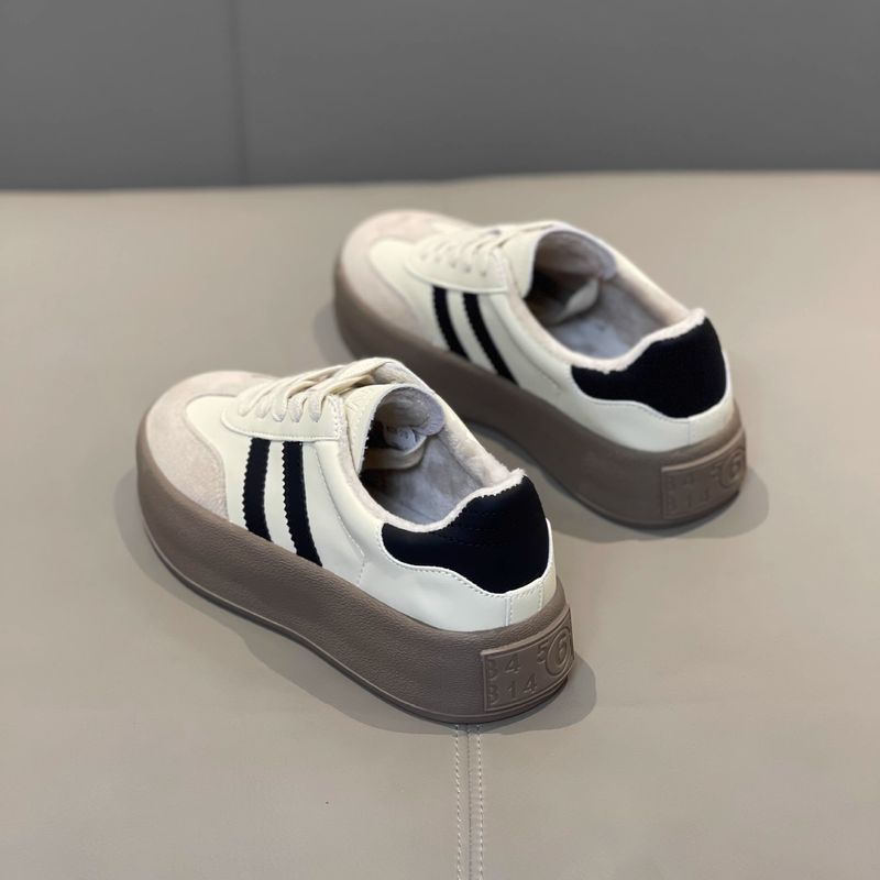 Damenschuhe mit dicker Sohle, deutsches Training, Frühjahr 2024, neue Schuhe aus echtem Leder mit weicher Unterseite, vielseitige, bequeme weiße Freizeitschuhe_voghion.com