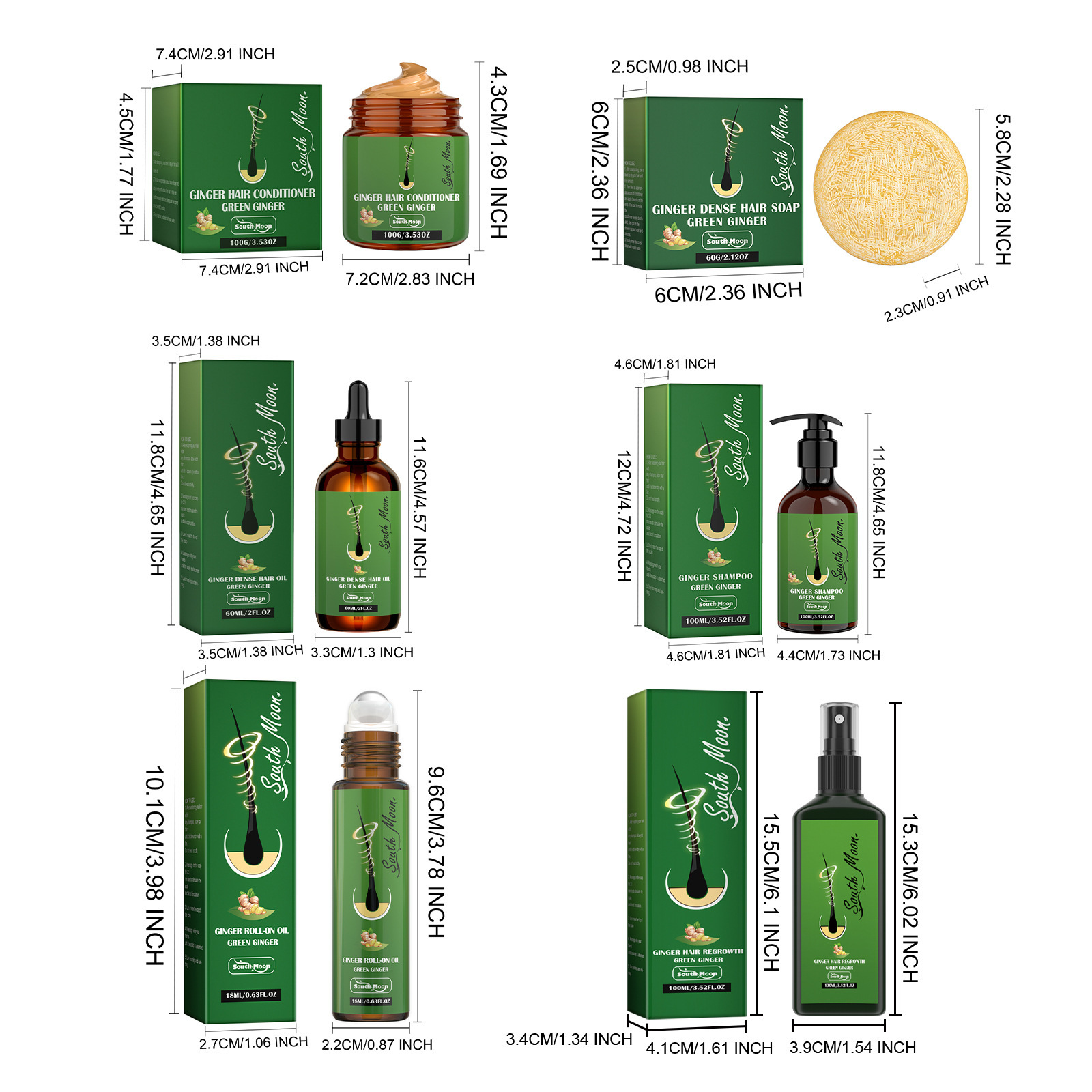 South Moon Ginger Series Kopfhautpflege – Reinigung, Pflege, Fixierung der Haarwurzeln und für dichtes Haar_voghion.com