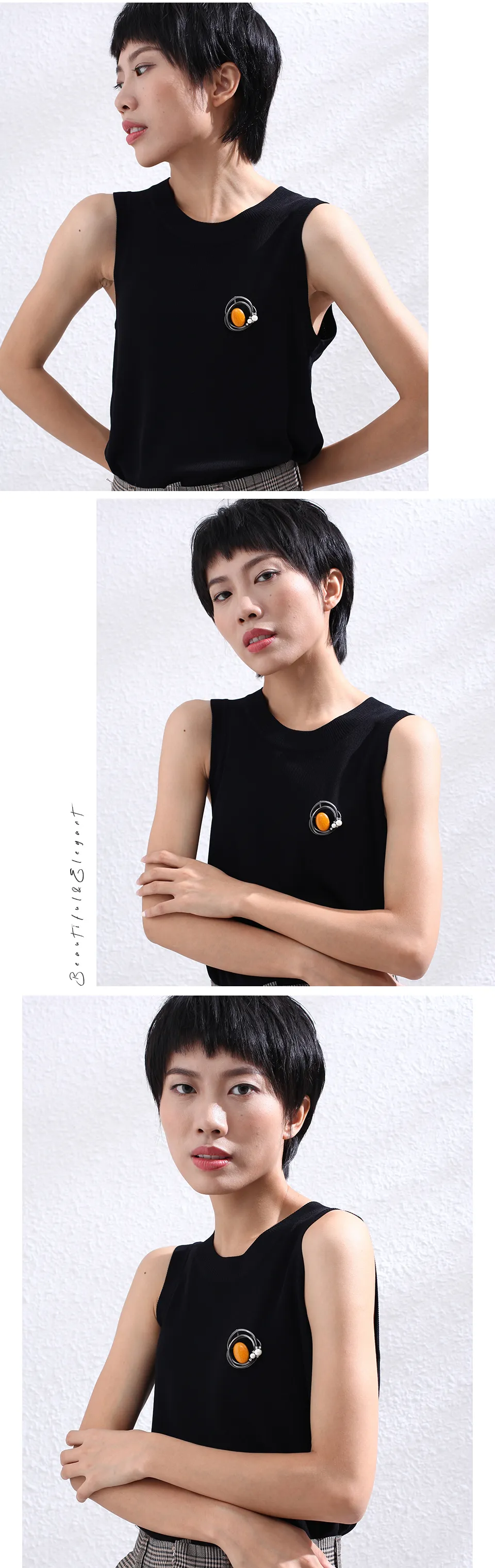 Vintage Lange Halskette Mit Anhänger Und Orangefarbenen Perlen_voghion.com