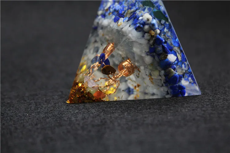 Coliere cu pandantiv Orgonit piramidă 5cm 7Chakra artizanat bijuterii rășină cristal Lapis farmec adunarea norocului ajută la calmare_voghion.com