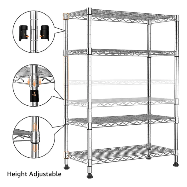 1000 Lbs Storage Shelving Steel Heavy Duty 4-Tier Utility Shelving Unit Steel Organizer Wire Rack For Home,Kitchen,Office,Chrome (13.7' D X 29.5' W_voghion.com