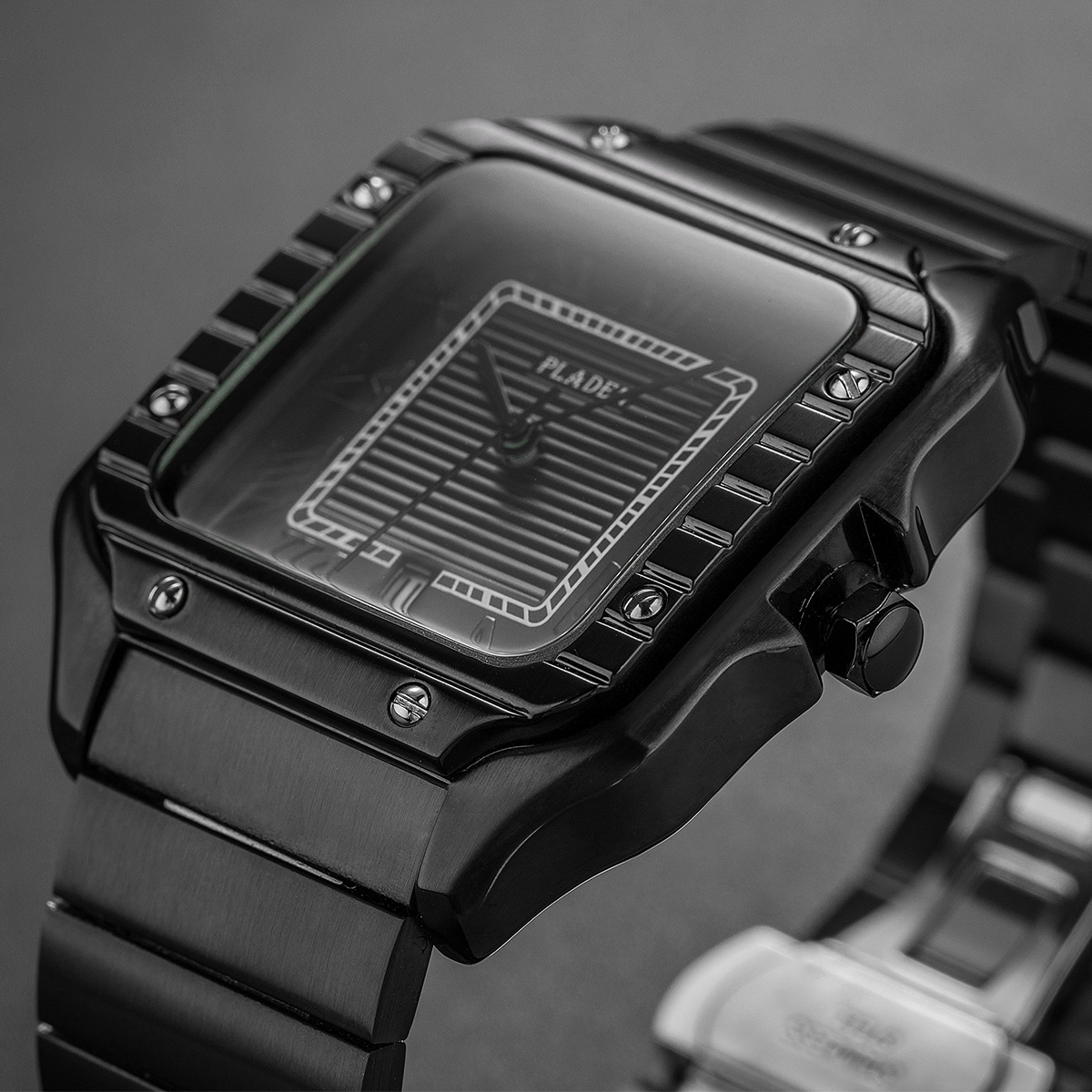 La marque PLADEN est une montre à quartz pour hommes à la mode, classique et de haute qualité avec calendrier carré en acier inoxydable pour les affaires_voghion.com