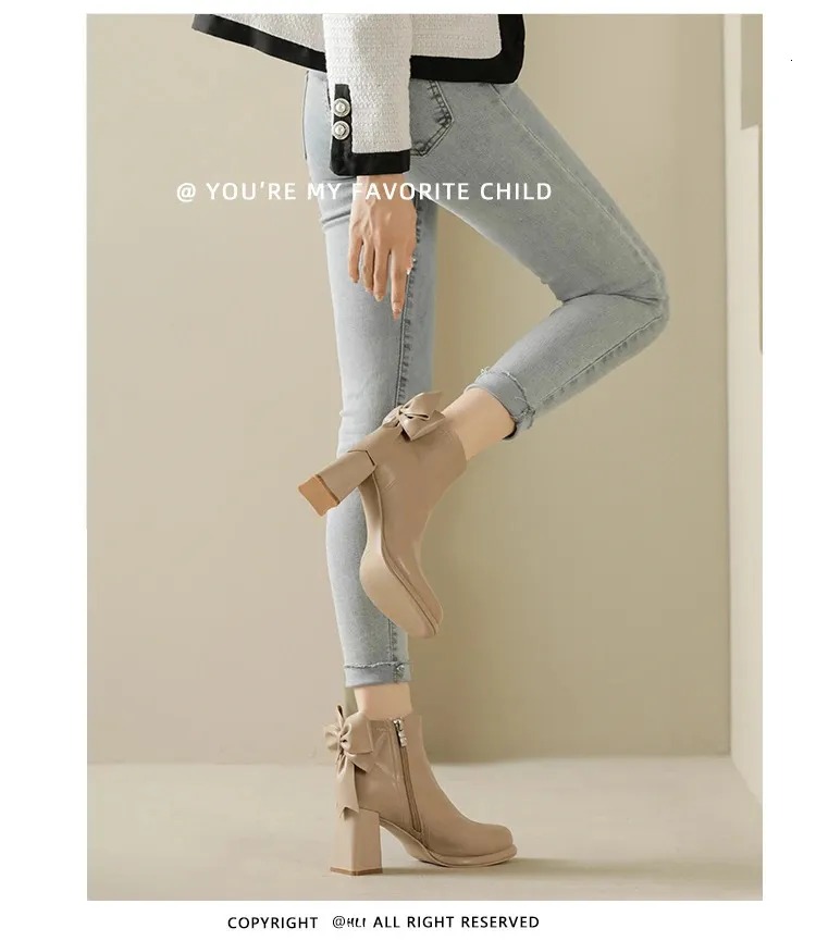 Platformas augstpapēžu zābaki sievietēm Atpakaļ tauriņš Plānas Īsas Zeķes Botas Rudens Ziemas Sieviešu ikdienas Punk Party Kurpes_voghion.com