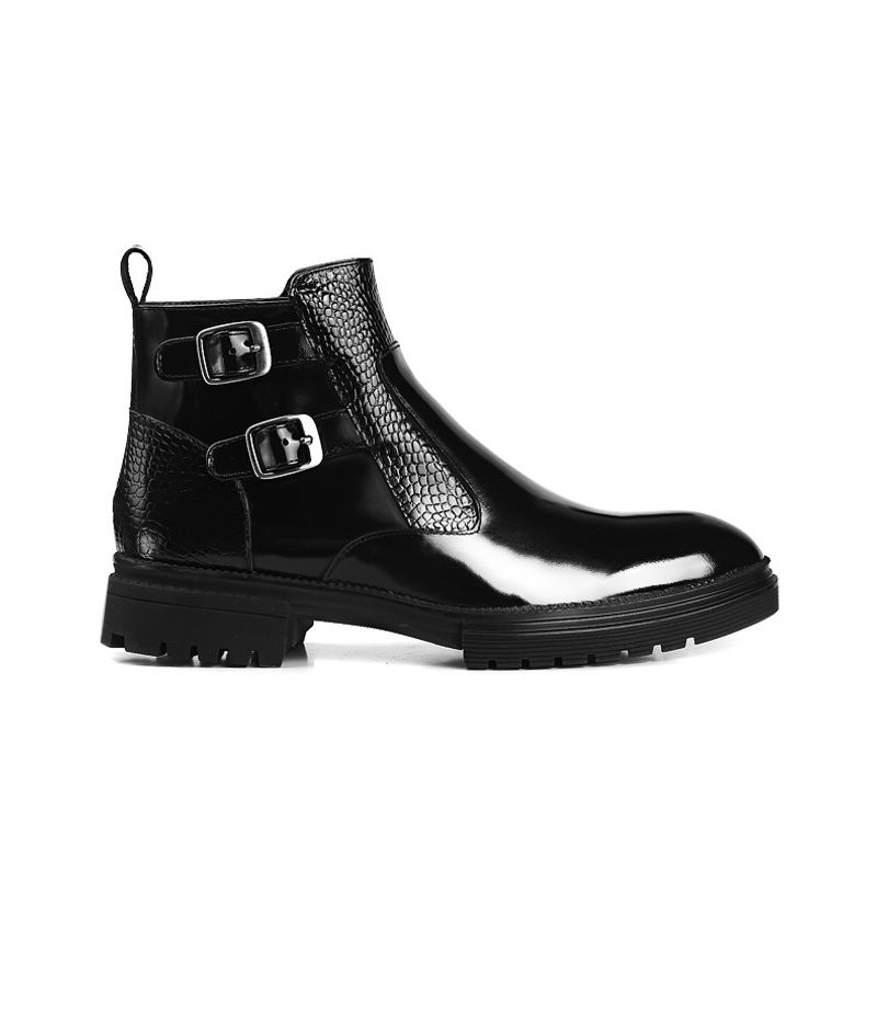 Men’s Shoes leather men's short thick soled big head round boots_voghion.com