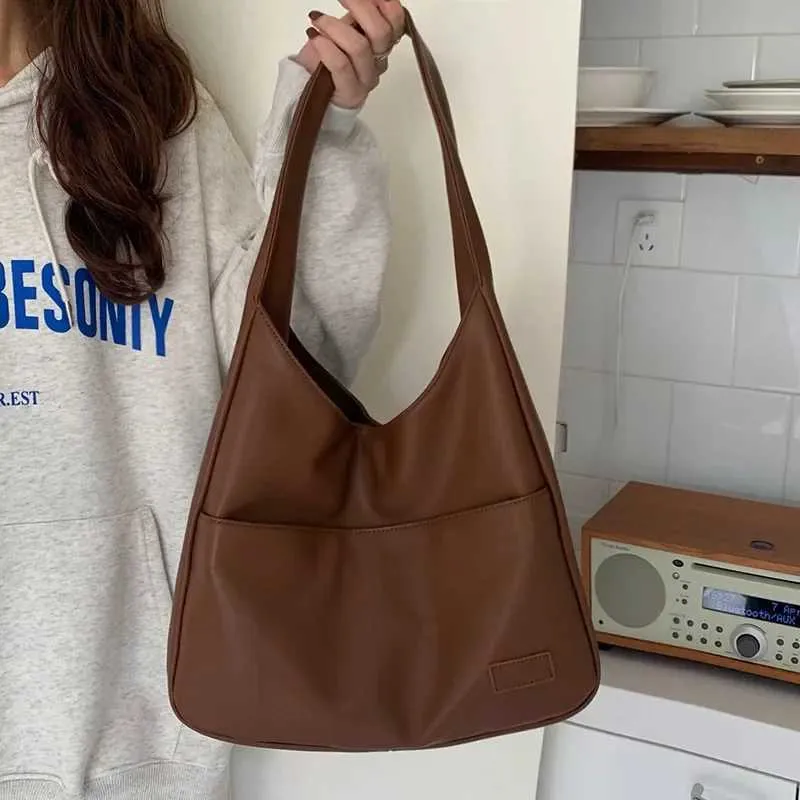 Borsa a tracolla vintage Hobo New da donna alla moda in PU con secchiello, grande capacità, retrò, tote, morbida, per appuntamenti quotidiani_voghion.com