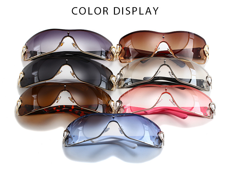 Y2K Large Frame Sunglasses - Retro Modern Style (Frameless One Piece, European & American Trendy, Hot Girl Look)_voghion.com