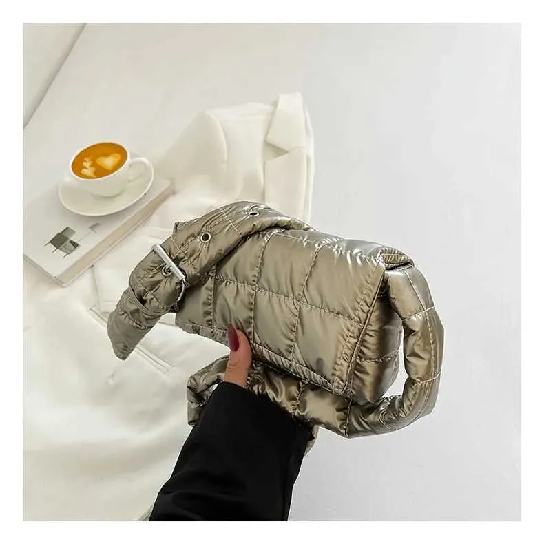 Moda trapuntata invernale leggera calda imbottita in cotone scozzese spalla donne sottobraccio borse gonfie borse C241216_voghion.com