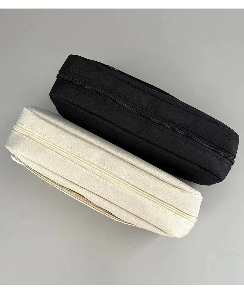 Trousse à crayons noire mignonne et mignonne, trousse à crayons pour étudiants, grande trousse de fournitures scolaires, trousse à crayons_voghion.com