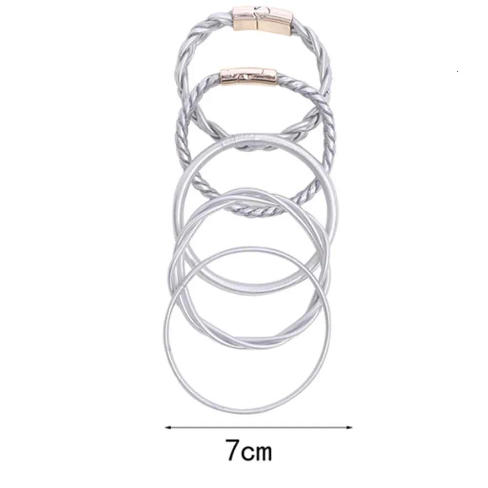 Armreif 5 teile / satz Trendy Gold Farbe Gelee Silikon Weben Armreifen Armbänder Für Frauen Mode Buddhistischer Charme Manschette Armband_voghion.com