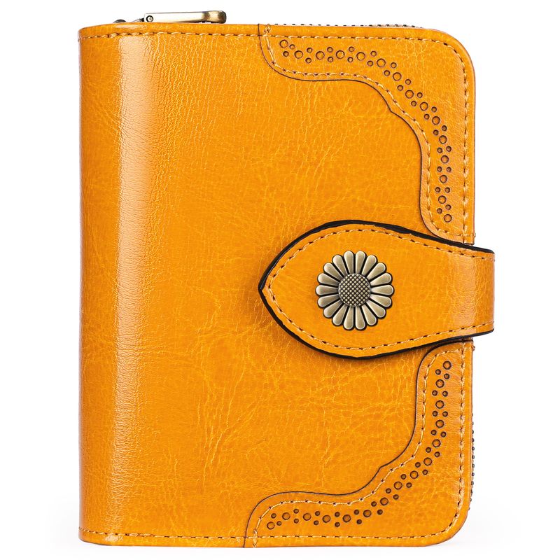 Echtes leder kurze brieftasche zwei falten frauen zipper vintage öl wachs rindsleder_voghion.com