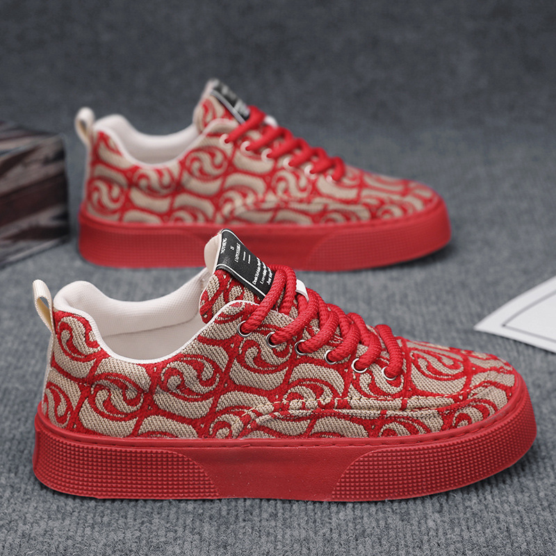 Spring New Breathable Fabric Casual Trendy Versatile Men's Sneakers Woven Canvas Shoes_voghion.com