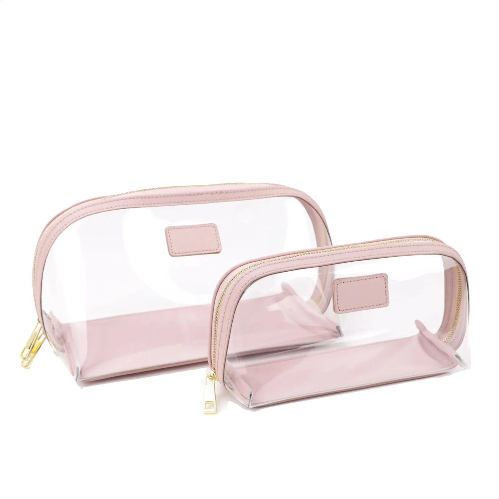 Set da viaggio in vera pelle personalizzato, porta pennelli da trucco impermeabile, borsa cosmetica portatile in PVC trasparente TPU 240805_voghion.com