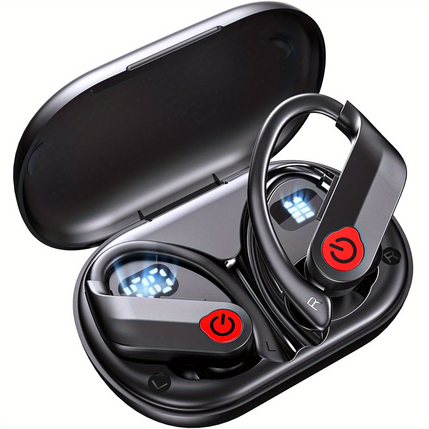 Ακουστικά TWS Earhook, Αληθινά ασύρματα στερεοφωνικά ακουστικά, Αδιάβροχα αθλητικά ακουστικά, Ακουστικά μέσα στο αυτί με θήκη φόρτισης_voghion.com