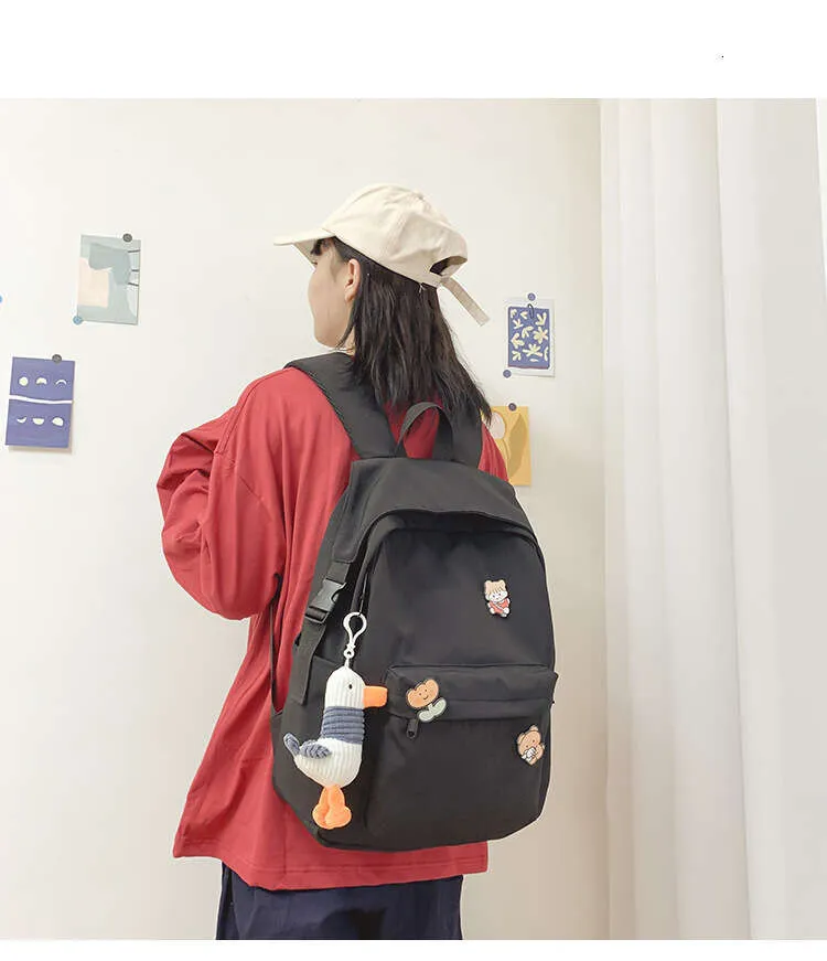 Große Kapazität Nylon Schulranzen Junior Schultern High School Studenten Einfache Freizeit Rucksack_voghion.com