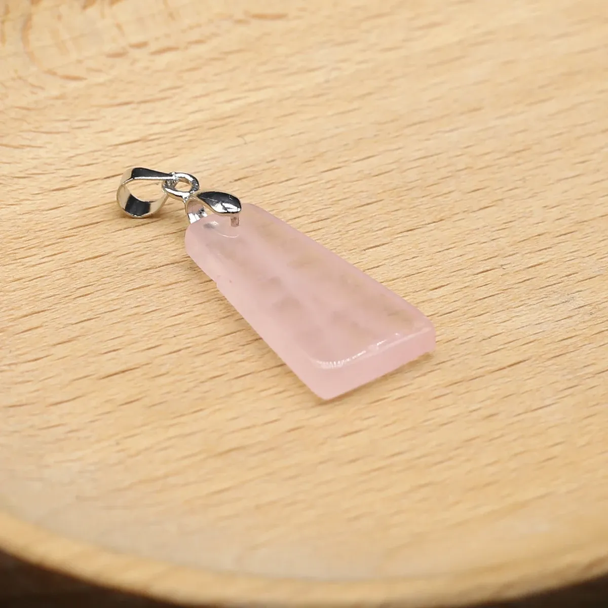 Collane con ciondolo 10 pezzi all'ingrosso pietra naturale quarzo rosa agata trapezoidale creazione di gioielli fai da te collana orecchini_voghion.com