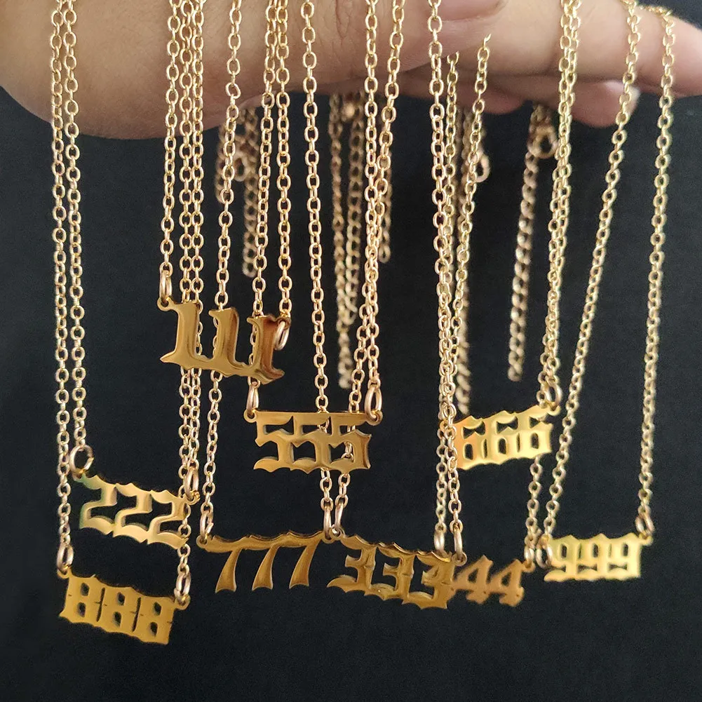 Pendant Necklaces Angel Number Necklace 111 222 333 444 555 777 666 888 999 Cubic Zirconia Choker Layered_voghion.com